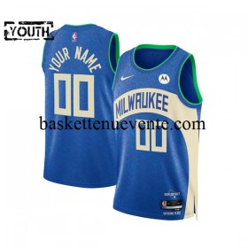 Maillot Basket Milwaukee Bucks Personnalisé 2023-2024 Nike City Edition Bleu Swingman - Enfant